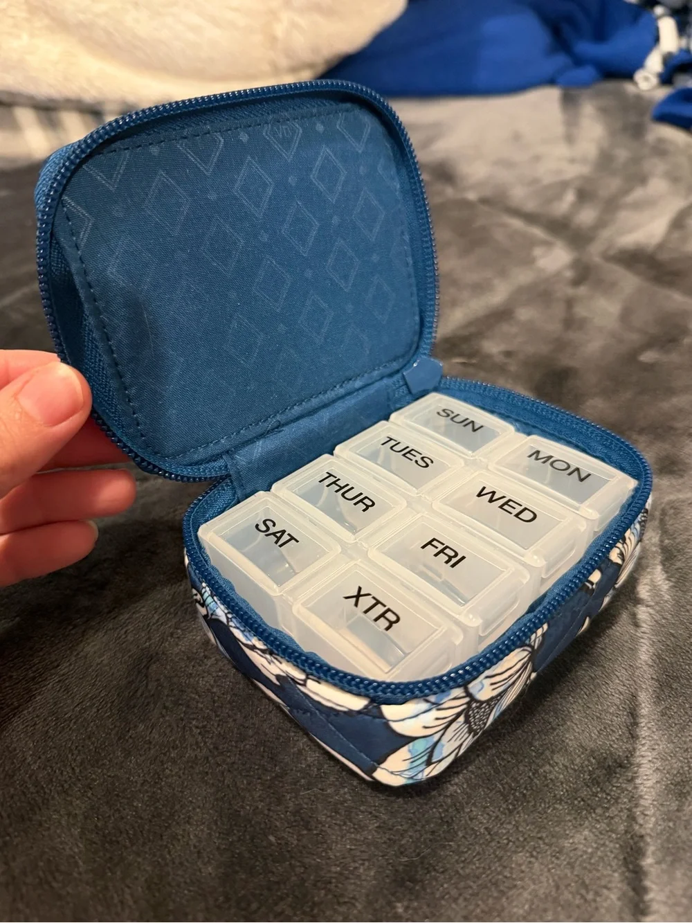 Vera Bradley blue floral pill organizer